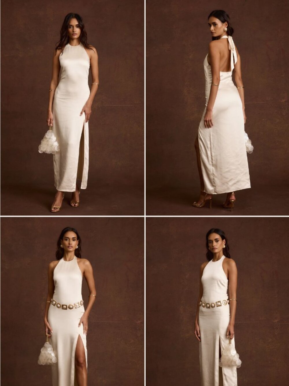 Saltwater Ivory Satin Maxi Dress